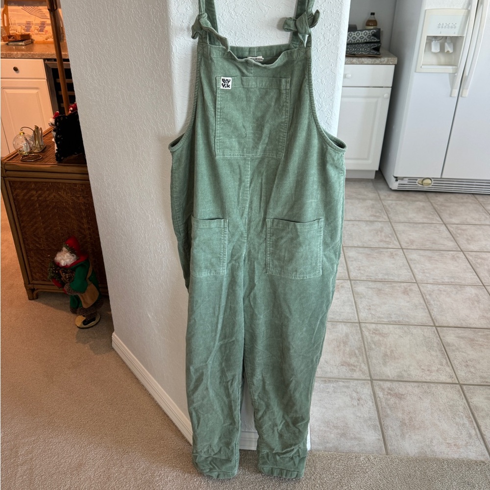 Lucy & Yak green corduroy dungarees